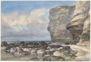 Der felsige Strand und die Klippen bei Fécamp