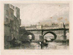 Das Southwark-Ende der alten London Bridge von Edward William Cooke