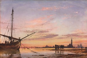 Blick über die Lagune, Venedig, Sonnenuntergang, 1850