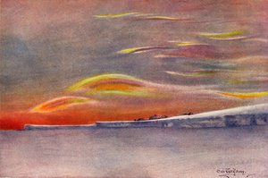 Irisierende Wolken: Blick nach Norden vom Kap Evans, 1911-1913 von Charles Edward Wilson