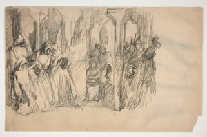 Kompositionsstudie für die Wandgemälde-Serie Die Suche nach dem Heiligen Gral in der Boston Public Library von Edwin Austin Abbey