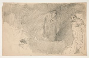 Figur in Ruhe, Skizze für ein unidentifiziertes Shakespeare-Stück von Edwin Austin Abbey