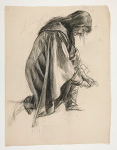 Figurenstudie für Sir Lancelot und Sir Bors rüsten Galahad mit seinen Sporen aus, aus Die Suche nach dem Heiligen Gral (zweite von fünfzehn Gemälden für die Boston Public Library, abgeschlossen 1901)