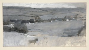 Landschaft mit Kuh im Vordergrund
