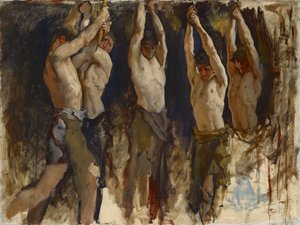 Männer an einem Amboss, Studie für Der Geist des Vulkan von Edwin Austin Abbey