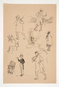Blatt mit Skizzen von Landfiguren von Edwin Austin Abbey