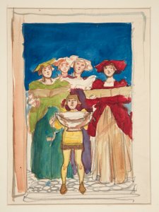 Skizze für Weihnachtskarte von Edwin Austin Abbey