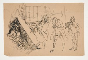 Skizze für School for Scandal, Illustration für Scribner