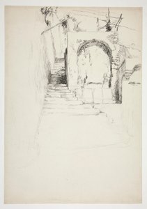 Skizze einer Außentreppe (Italienische Pergola, für Buchillustration) von Edwin Austin Abbey