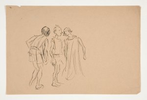 Skizze von drei Männern (Studie für 1937.1072?), aus Der Kaufmann von Venedig