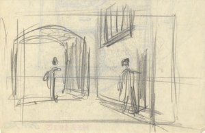 Straßenszene mit Figuren (recto); Architekturstudie (verso)