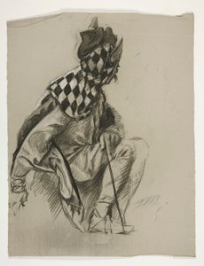 Studie eines Narren (unbenutzt), für die Suche nach dem Heiligen Gral (eine Serie von fünfzehn Gemälden für die Boston Public Library, abgeschlossen 1901) von Edwin Austin Abbey