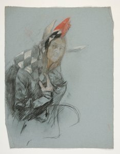 Studie eines Narren (ungenutzt), für die Suche nach dem Heiligen Gral (eine Serie von fünfzehn Gemälden für die Boston Public Library, abgeschlossen 1901) von Edwin Austin Abbey