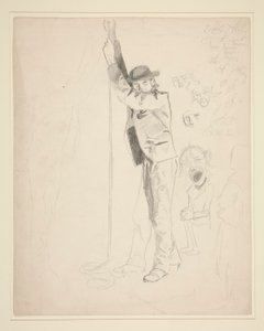 Studie eines Mannes, der eine Glocke läutet; Kritzeleien von EAA von Edwin Austin Abbey