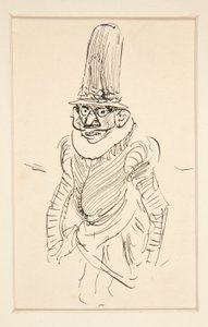 Studie eines Mannes in Kostüm des 15. Jahrhunderts, möglicherweise eine Karikatur der Zeit