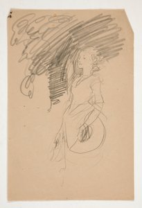 Studie einer Frau im Kostüm des XVIII. Jahrhunderts, die ihren Hut hält von Edwin Austin Abbey