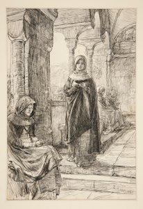 Zwei weibliche Figuren im Kloster, aus Das Kloster von Edwin Austin Abbey
