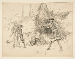 Valentine rettet Sylvia, aus Akt V, Szene iv, Zwei Herren aus Verona von Edwin Austin Abbey