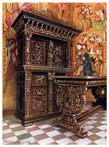 Geschnitzter Eichenarmoire, 1910