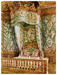 Vergoldetes Staatsbett von Marie Antoinette, Schlafzimmer der Königin, Palais de Fontainebleau, Frankreich