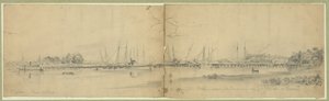 Die Armee des Potomac überquert den James River in der Nähe von Fort Powhattan auf Pontons