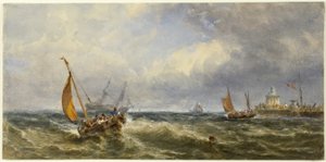 Küstenansicht mit Schiffen von Edwin Hayes