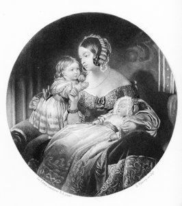 Die Königin, die Prinzessin Royal und der Prinz von Wales, graviert von R. Piercy, 1842 von Edwin Landseer