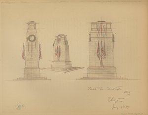 Skizze Nr. 1 für das Kenotaph, Whitehall, Westminster, London von Edwin Landseer Lutyens