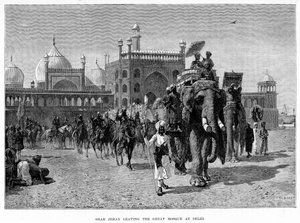 Shah Jehan verlässt die Große Moschee in Delhi, 19. Jahrhundert von Edwin Lord Weeks