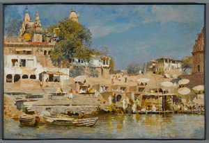 Tempel und Badeghat in Benares von Edwin Lord Weeks