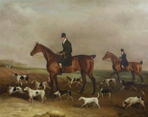 Michael Beverley mit seinem Peitscher und Harriers, 1831 von Edwin W. Cooper
