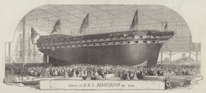 Stapellauf der HMS Agamemnon, 90 Kanonen