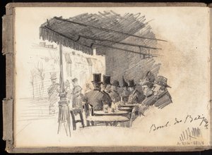 Straßencafé in Paris, Boulevard des Batignolles, Seite aus Järnefelts Skizzenbuch