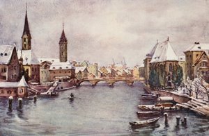 Der Rhein: Der Fluss in Zürich, Winter von Effie Jardine
