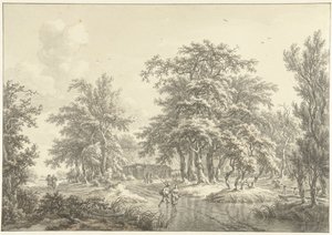 Waldlandschaft mit einigen Figurengruppen von Egbert van Drielst