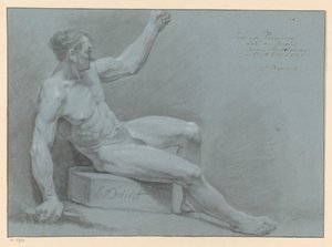 Sitzender männlicher Akt, von der Seite gesehen (3. Preis 1775)