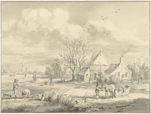 Das Porenhaus mit der Stadt Groningen in der Ferne von Egbert van Marum