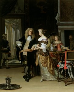 Die Verlobung: Ein junges Paar in einem eleganten Interieur, 1678