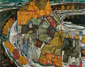 Häuserhalbmond II (Inselstadt) von Egon Schiele