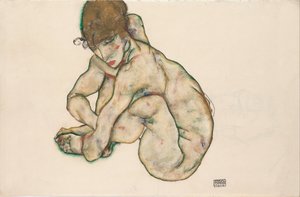 Kauerndes nacktes Mädchen, 1914