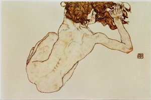 Kauernder Akt, Rückenansicht von Egon Schiele