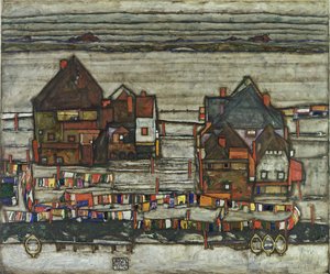 Häuser mit Wäscheleinen, 1914 von Egon Schiele