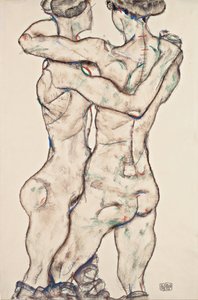 Nackte Mädchen umarmen sich, 1914 von Egon Schiele