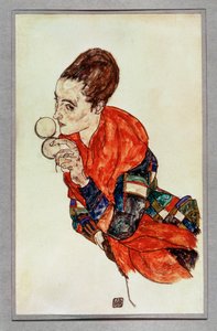 Porträt der Schauspielerin Marga Boerner mit Puderdose von Egon Schiele