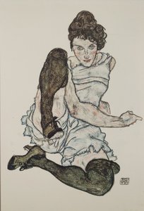 Sitzende Frau mit angezogenen Beinen, 1917 von Egon Schiele