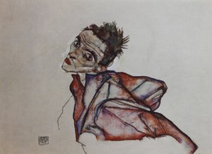 Selbstporträt mit rückwärts gehaltenen Armen, 1915