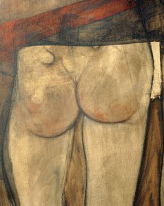Weiblicher Rückenakt mit Schultertuch, Fragment von Egon Schiele