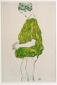 Frau, stehend, mit gefalteten Händen von Egon Schiele