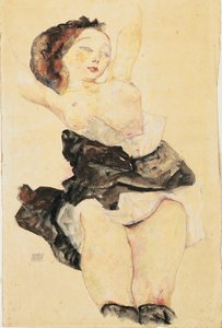 Junges Mädchen liegend, halb nackt, 1912