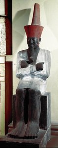 Ägyptische Antiquität: Statue des Pharao Mentuhotep II. 11. Dynastie. Aus Deir el-Bahari. Höhe 83 cm. Kairo, Ägyptisches Museum